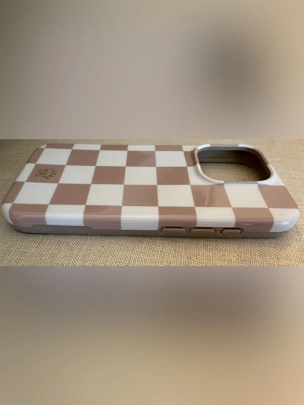 Velvet Caviar Checkerboard Phone Case - Tan & White